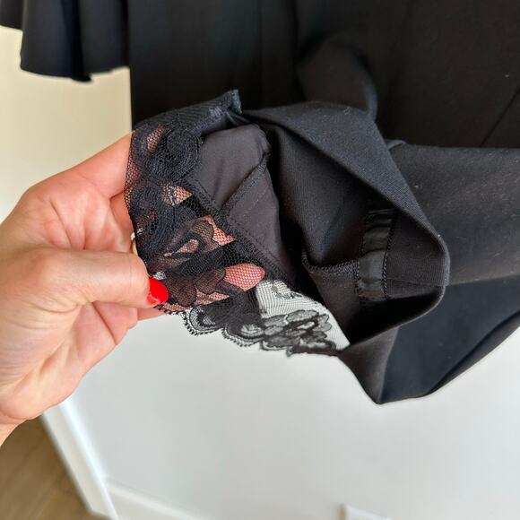 Trina Turk Bell Sleeve Crew Neck Mini Dress Black 8 - Picture 6 of 9